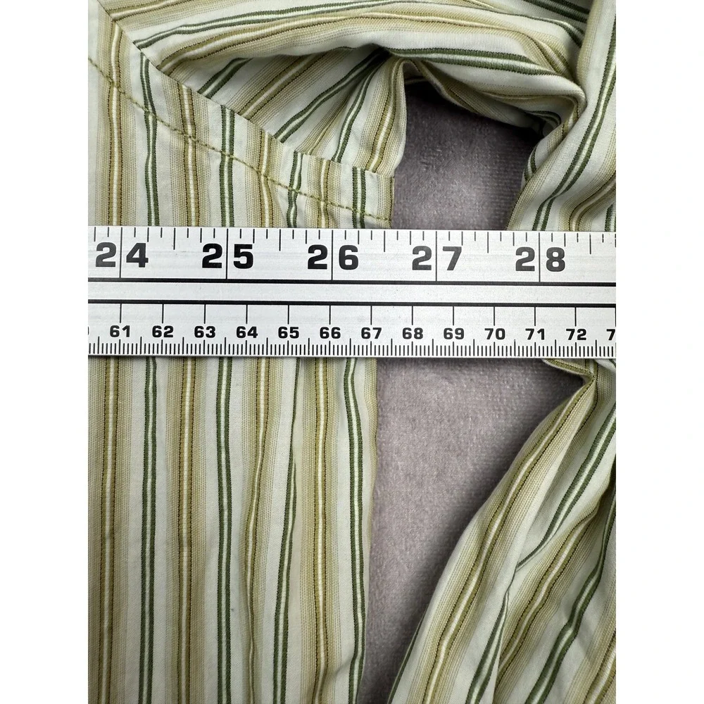 VTG Banana Republic Button Up Long Sleeve Shirt Mens 2XL Green Striped Hong Kong